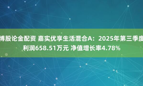 博股论金配资 嘉实优享生活混合A：2025年第三季度利润658.51万元 净值增长率4.78%