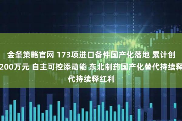 金夆策略官网 173项进口备件国产化落地 累计创效超200万元 自主可控添动能 东北制药国产化替代持续释红利
