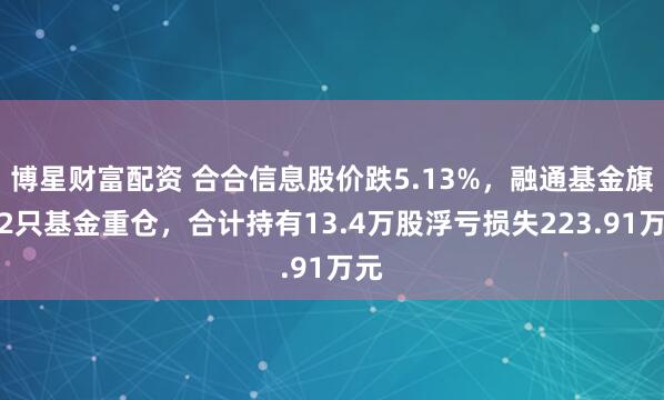 博星财富配资 合合信息股价跌5.13%，融通基金旗下2只基金重仓，合计持有13.4万股浮亏损失223.91万元